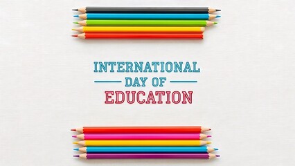 International Day of Education Celebration with Colorful Pencils.