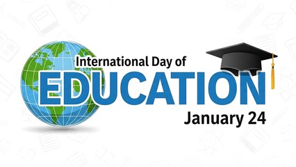 International Day of Education January 24 Globe Graduation Cap.