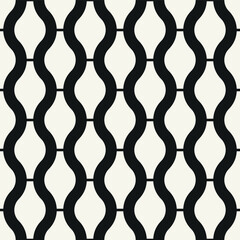 Vector seamless pattern. Geometric bold striped waves. Stylish monochrome background. Simple repeating swatch. Monochrome black ornament with concentric elements.