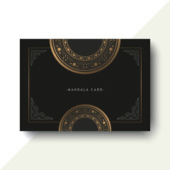 Elegant Ornamental Mandala Decoration Black and Gold Invitation Card Design