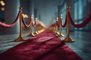 The red carpet is lined with golden railings