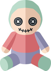 Stylized Voodoo Doll Icon Flat Design Vector Graphic