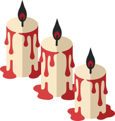 Three Horror Bloody Dripping Candles Isometric Vector Graphic
