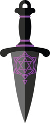 Stylized Occult Ritual Dagger Vector Art with Purple Magic Symbol