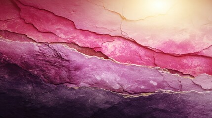 Fototapeta premium Background features a stone texture with a soft gradient in pink and purple hues, highlighting the natural layers and colors of the material.