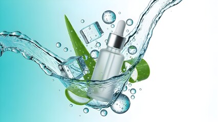 clear glass serum bottle Skincare concept