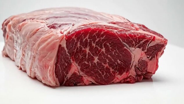 Raw marbled beef steak on white background