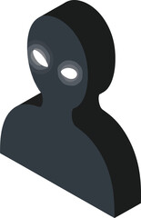 Dark Silhouette Isometric Icon Glowing Eyes Horror