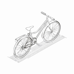 Bicycle, bike isometric icon. 3d line art technical drawing. Editable stroke vector
