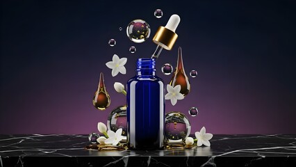 clear glass serum bottle Skincare concept