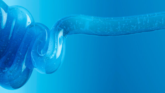 3D abstract blue fluid shape in dynamic motion