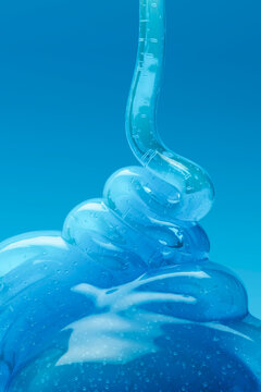 3D liquid spiral with transparent blue shape