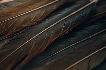 feather on black background