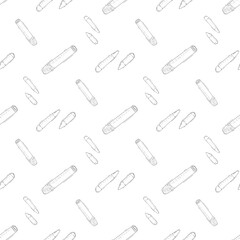 Hand drawn artist tool seamless pattern background