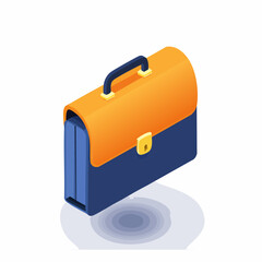 Case, briefcase, career symbol, portfolio isometric flat icon. 3d vector colorful illustration. Pictogram isolated on white background