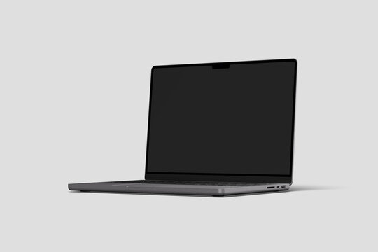 Apple MacBook Pro realistic laptop device mockup template with blank display on white background for advertisement and product showcase. Vector illustration