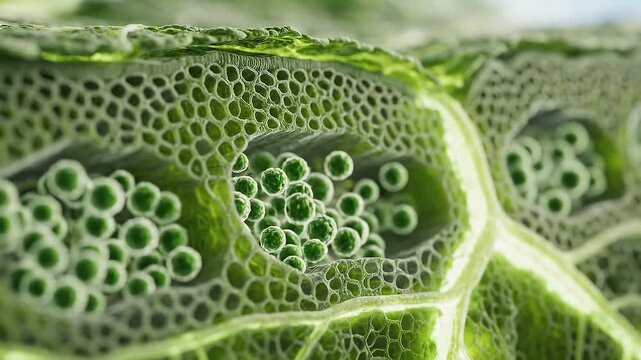 Microscopic View of Plant Cells and Tissue.