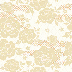 Elegant peony flowers seamless pattern, Vintage japanese and chinese floral pattern.	