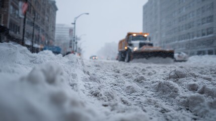 snow plow clearing a street after heavy snowfall