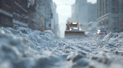 snow plow clearing street after heavy snowfall