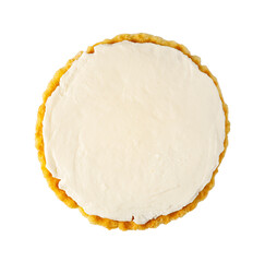 Round tart with cream filling, delicious dessert top view