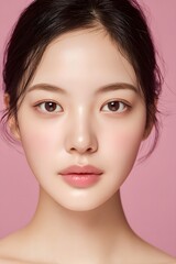 	
Beauty Portrait of a Woman with Glowing Smooth Skin & Make up