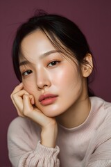 	
Beauty Portrait of a Woman with Glowing Smooth Skin & Make up