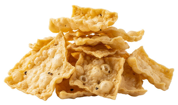 Crispy tofu skin chips piled loosely in a small mound