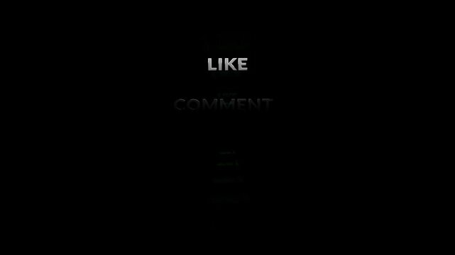 Engagement prompts encouraging viewers to like, comment, share, and subscribe to content on a dark background with text