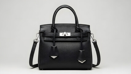 Black woven leather shoulder bag with silver accents and handle