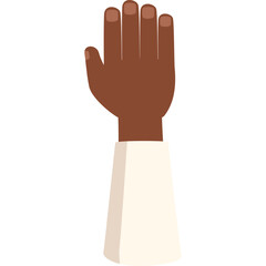 Obraz premium Raised Hand with Brown Skin Tone and White Sleeve