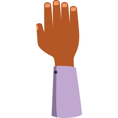 Obraz premium Raised Hand with Brown Skin and Light Purple Sleeve