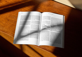 Mockup Of Open Magazine With Customizable Pages