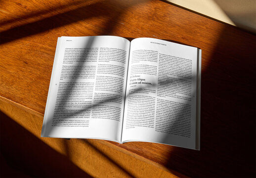 Mockup Of Open Magazine With Customizable Pages