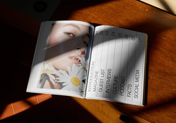 Mockup Of Open Magazine With Customized Pages