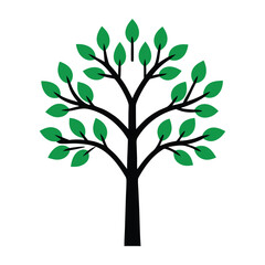 Obraz premium Abstract Green Tree Logo Vector Illustration, Nature Eco Growth Symbol.