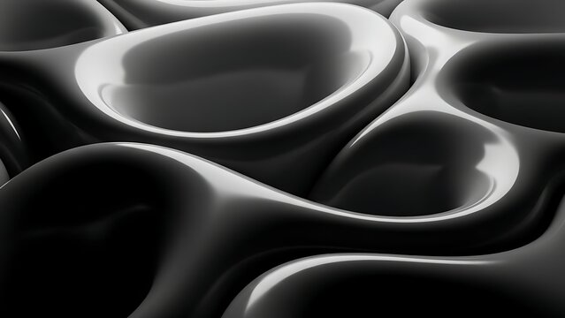 Abstract Black and White Organic Forms with Smooth Surfaces. - Powered by Adobe