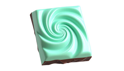 Square chocolate bar with a minty swirl on top
