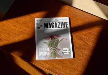 Mockup Of Us Letter Magazine With Customizable Front Cover