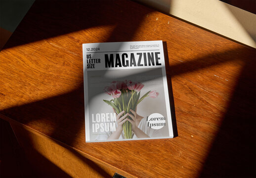 Mockup Of Us Letter Magazine With Customizable Front Cover