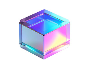 Prism cube glows with iridescent colors against a black backdrop