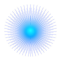 Abstract blue radial vector burst with glowing center and dynamic lines, futuristic energy explosion design, AI big data processing