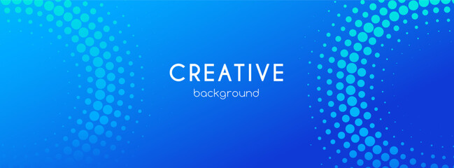Creative blue gradient abstract minimal background. Halftone dotted circles business banner template