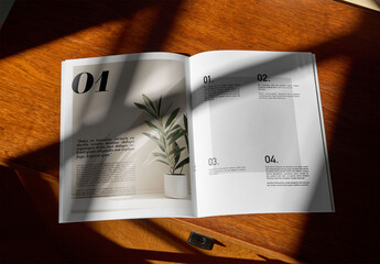 Mockup Of Magazine With Customized Pages, Open
