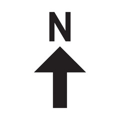 Fototapeta premium Simple black and white image of the letter n with an upward arrow
