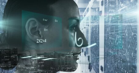 Multiple changing numbers and network of connections against digital waves on green background - Powered by Adobe