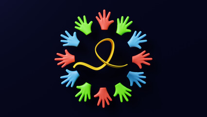 International childhood cancer day concept. Childhood cancer ribbon design. February 15. Sarcoma Awareness, bladder cancer. Leukemia cancer awareness. World Multiple Sclerosis day. 3d rendering