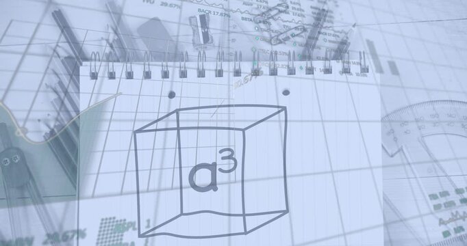 Animation of data processing over school equipment