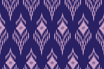 Ikat pattern inspired by traditional ethnic weaving with geometric motifs and soft color transitions. This design works as a decorative surface for textile, fabric, batik, background pattern