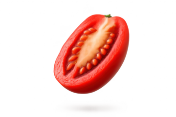 Tomato slice, cross section on a transparent background studio shot.